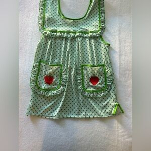 Green Apron with Red Apple Pockets